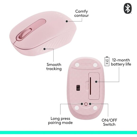 ✨Mouse Pink Bluetooth Wireless Compact and Portable 12-Month Battery for Laptops - Picture 7 of 10